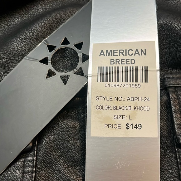 Brand New American Breed Full Zip Faux Leather Removable Hooded Jacket - Picture 10 of 13